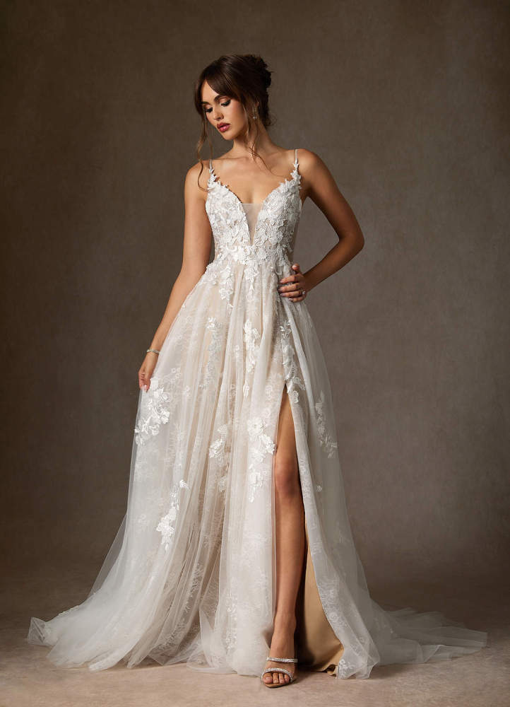 elyessen  Diamond White A-Line Lace Tulle Dress