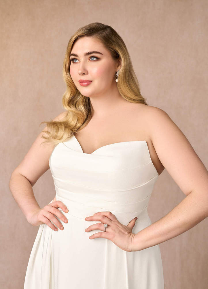 elyessen Marisela Diamond White A-Line Sequins Crepe Back Satin Dress