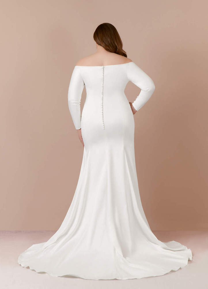 elyessen Marlin Free pannier Diamond White Mermaid Off the Shoulder Satin Dress