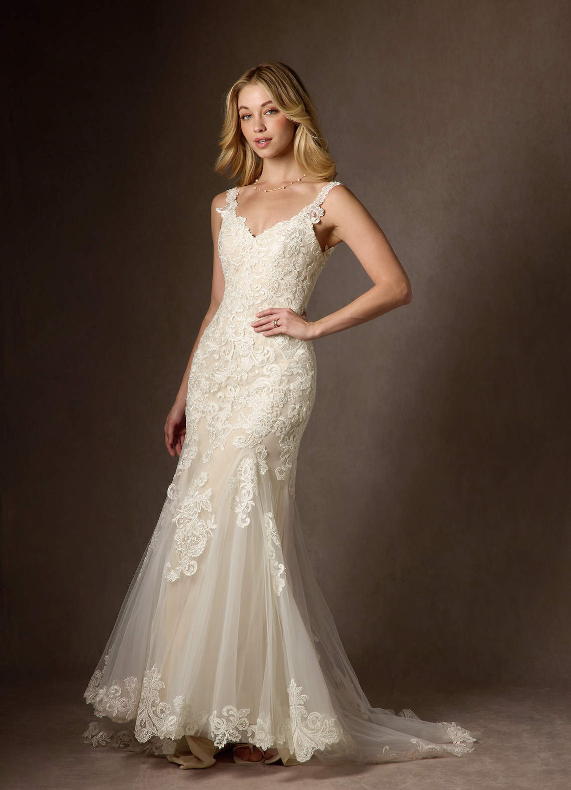 elyessen Diamond White Mermaid Sequins Tulle Dress