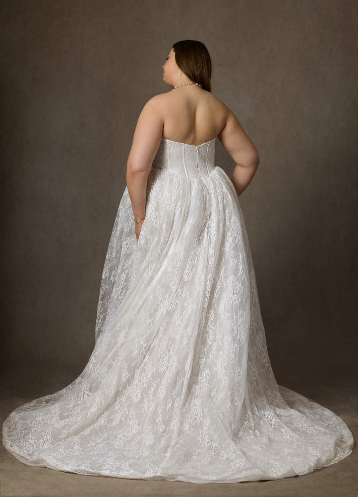 elyessen Demetria Diamond White Ball-Gown Strapless Lace Dress