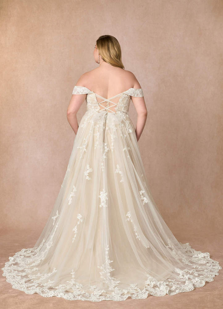 elyessen  Diamond White A-Line Off the Shoulder Tulle Dress