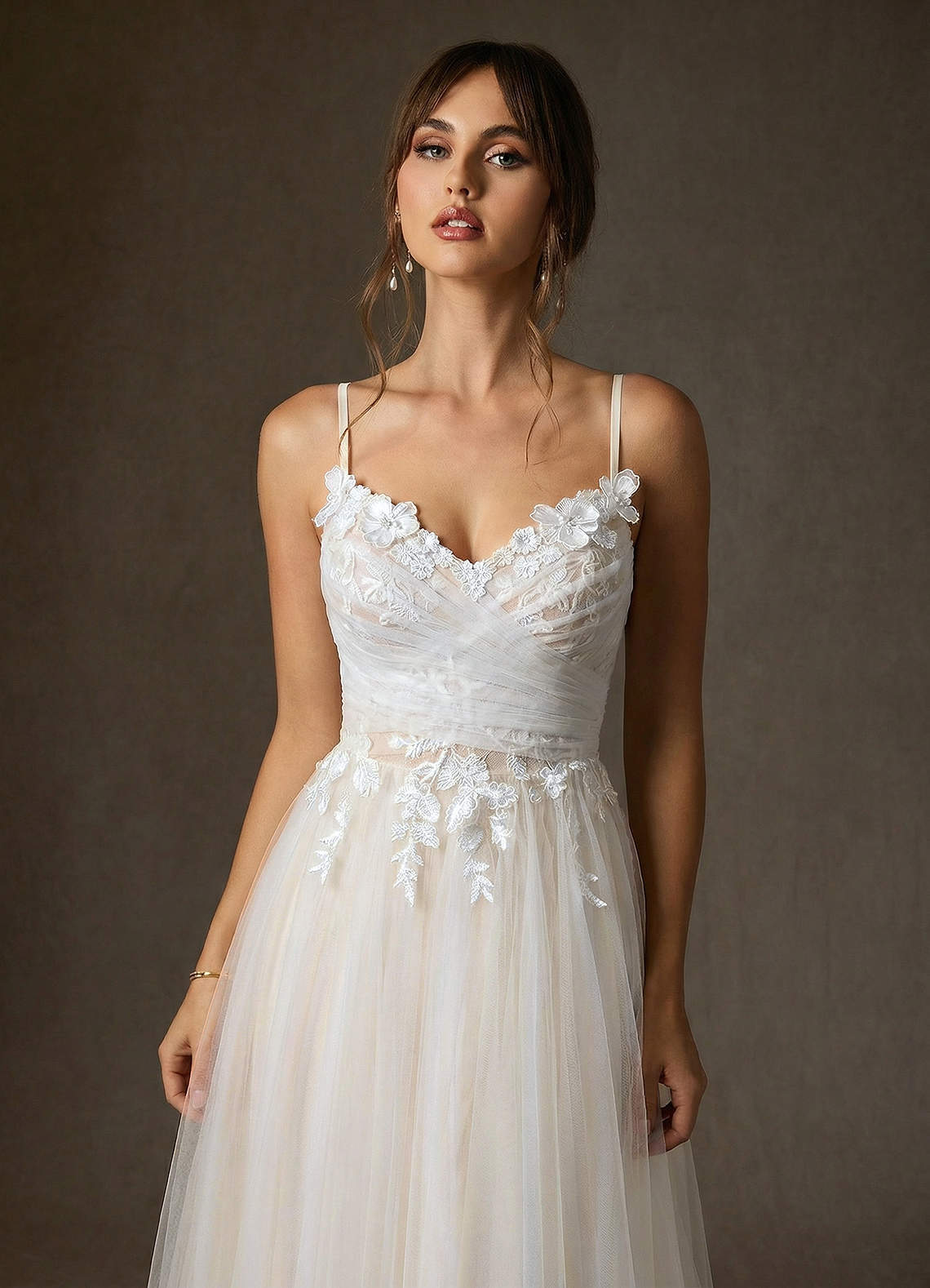 elyessen Zenia Diamond White Champagne A-Line Tulle Dress