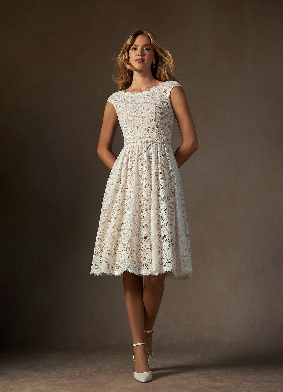 elyessen Diamond White A-Line Lace Dress