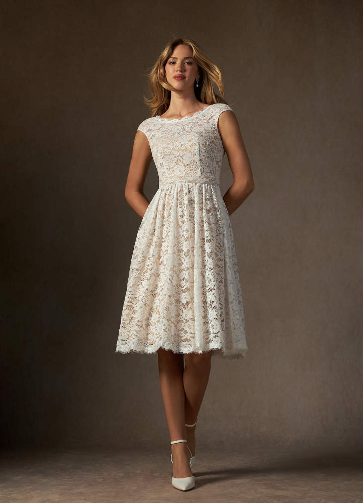 elyessen Diamond White A-Line Lace Dress