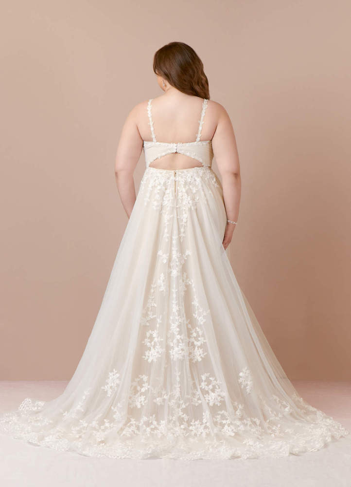 elyessen Free pannier Diamond White A-Line V-Neck Lace Tulle Dress
