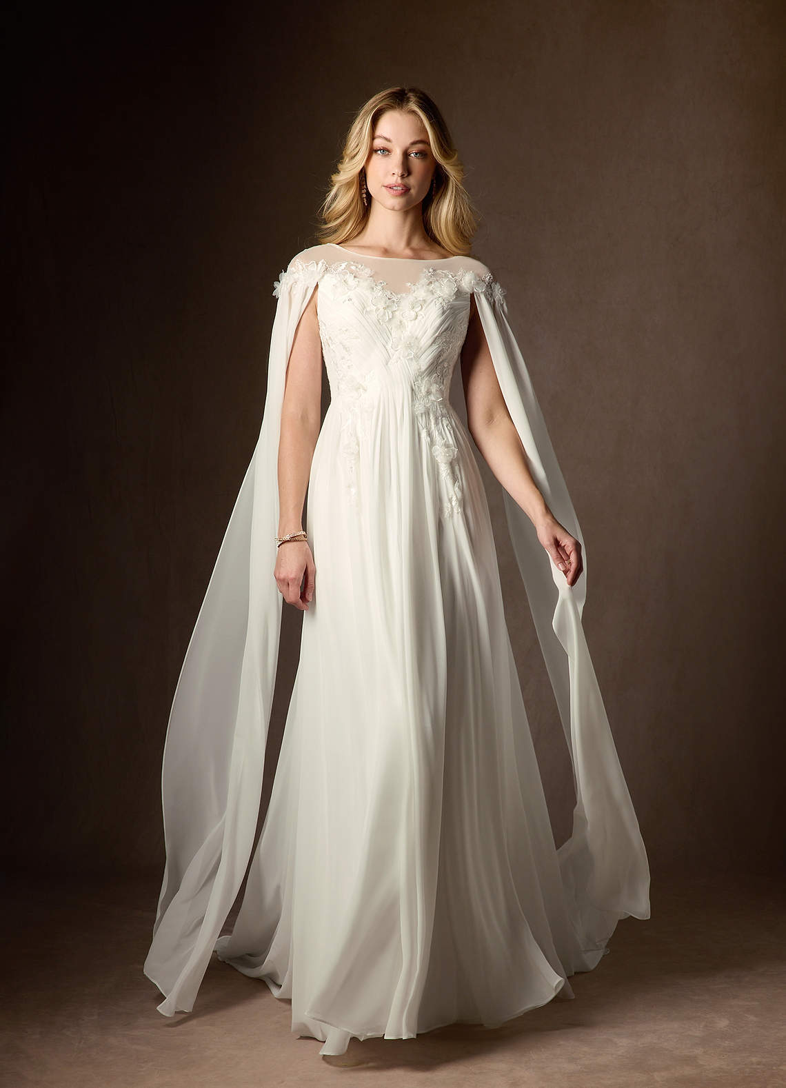 elyessen Diamond White A-Line Scoop Chiffon Dress