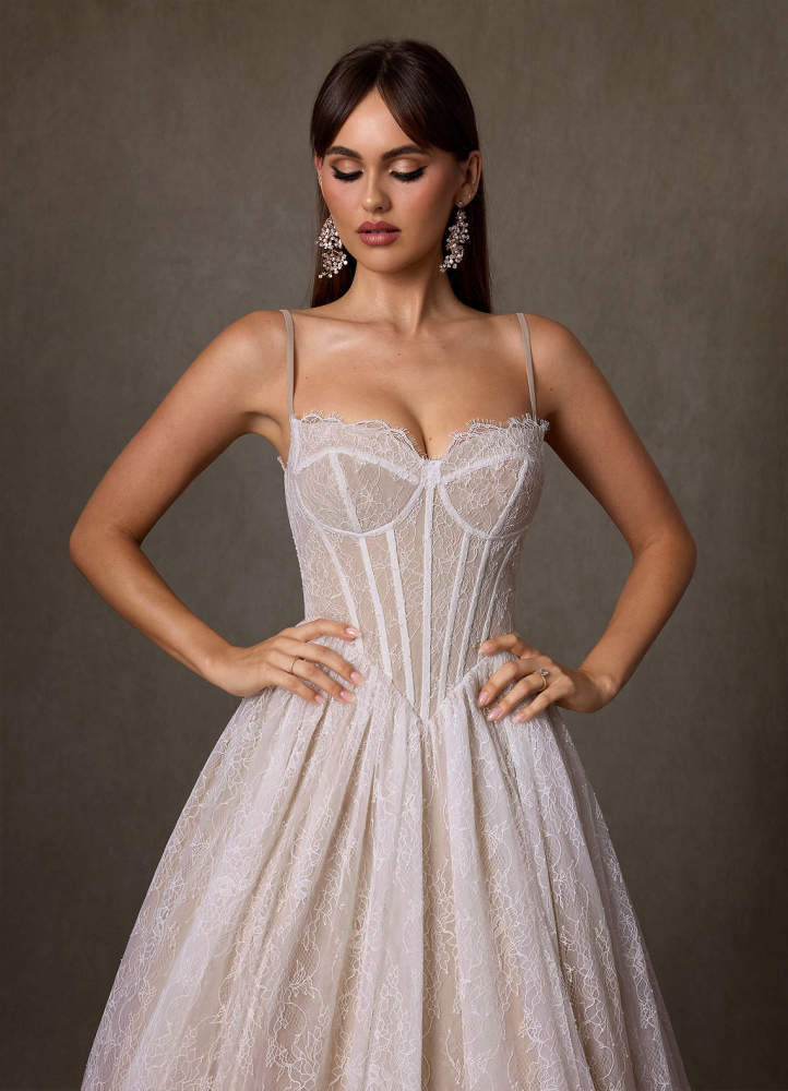 elyessen  Diamond White A-Line Sweetheart Neckline Lace Dress