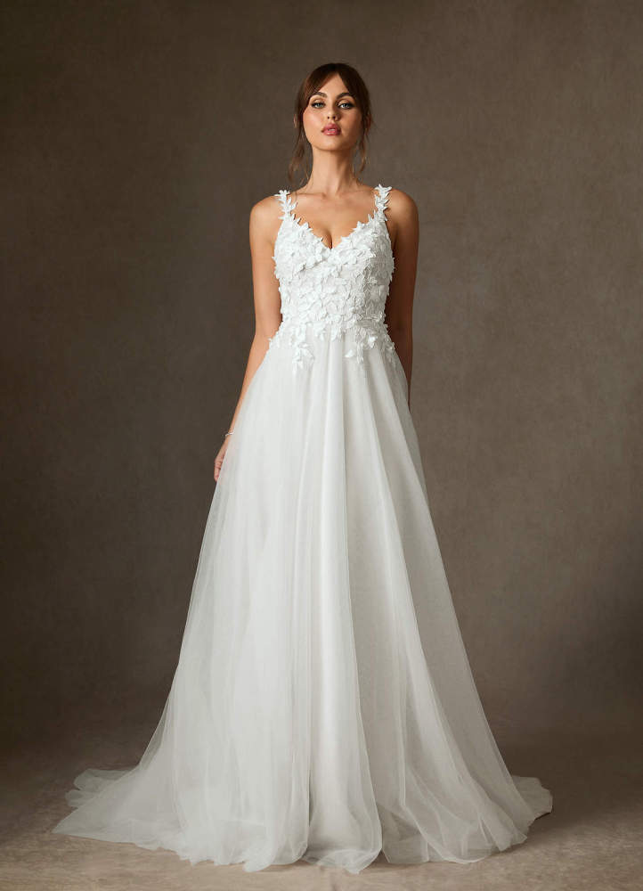 elyessen Shayna Diamond White Ball-Gown Lace Dress