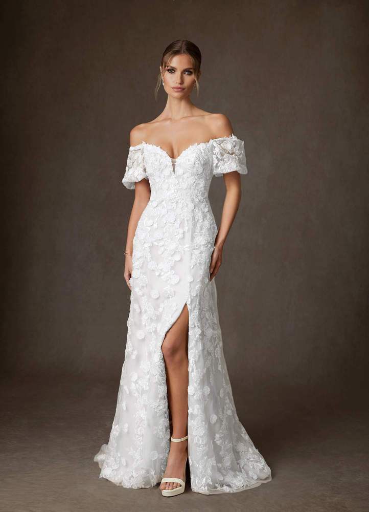 elyessen Vivienne Diamond White A-Line Sweetheart Lace Dress