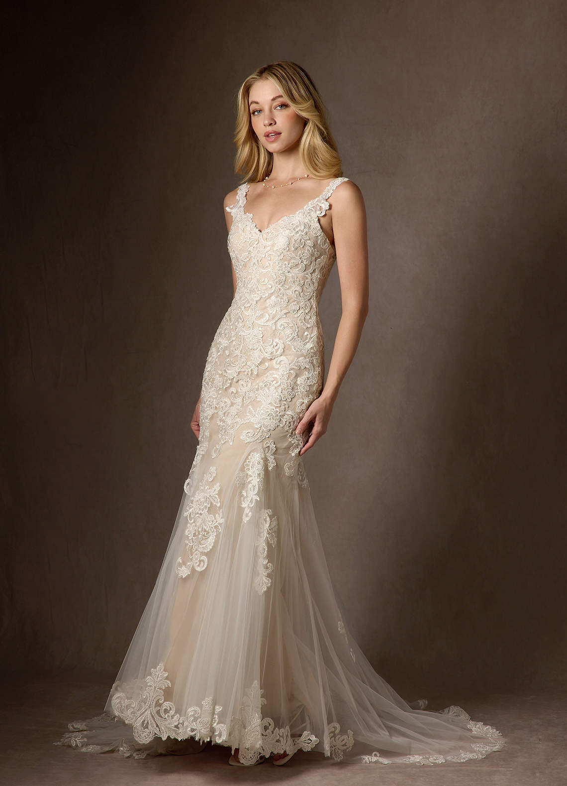 elyessen Diamond White Mermaid Sequins Tulle Dress