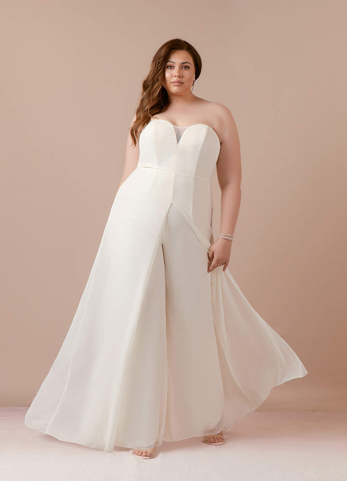 elyessen Tamara Diamond White Pant Styles Strapless Chiffon Dress