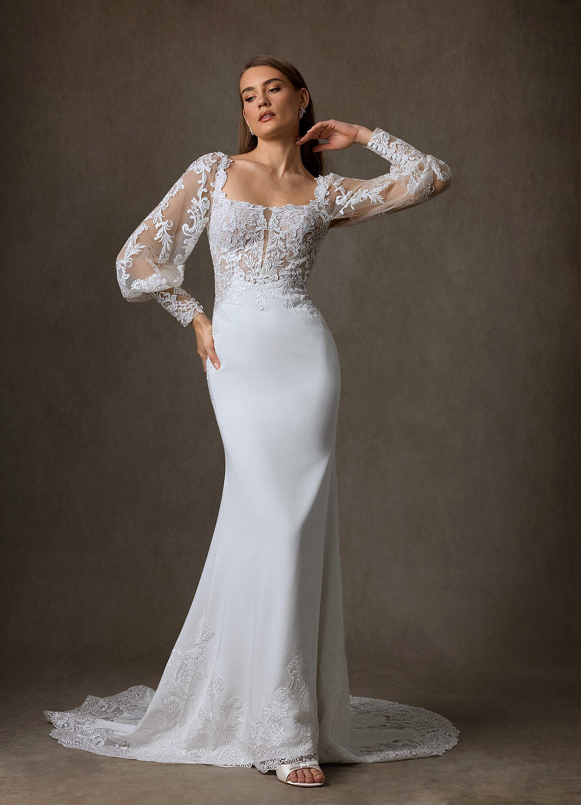 elyessen Diamond White Mermaid Lace Dress
