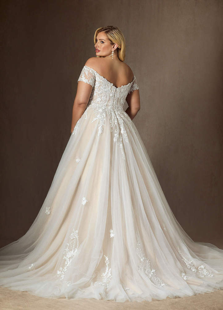 elyessen  Diamond White Ball-Gown Off the Shoulder Tulle Dress