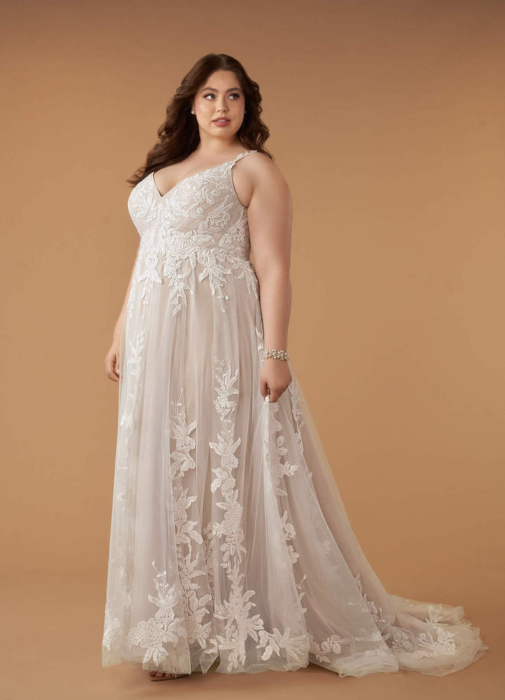 elyessen  Diamond White A-Line V-Neck Sequins Tulle Dress