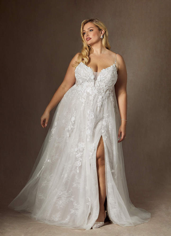 elyessen Monda Diamond White A-Line Lace Tulle Dress
