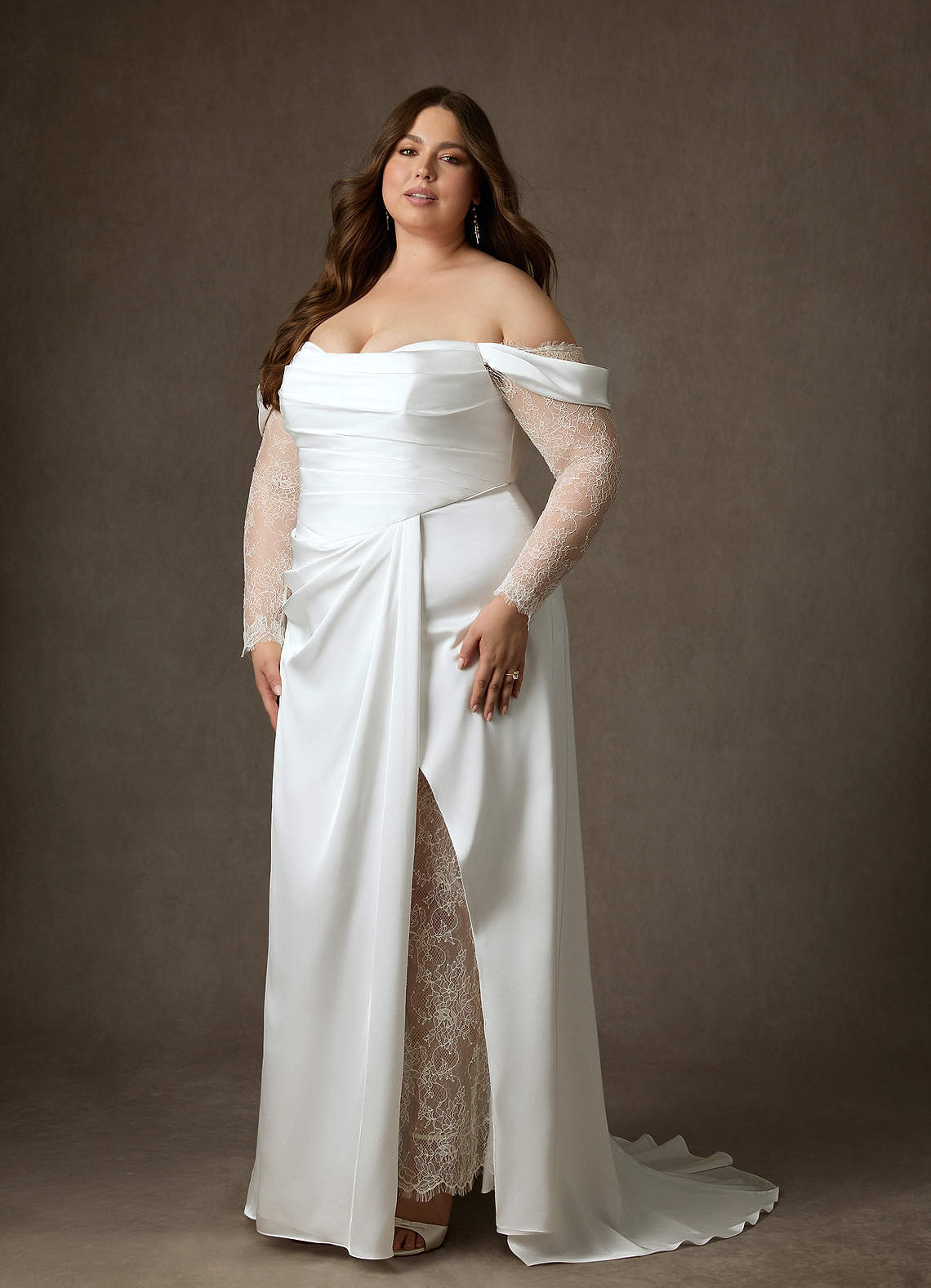 elyessen Alexa Stretch Diamond White A-Line Sweetheart Neckline Lace Dress