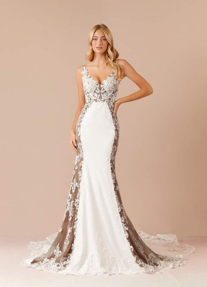elyessen  Stretch Diamond White Mermaid Sequins Stretch Crepe Dress