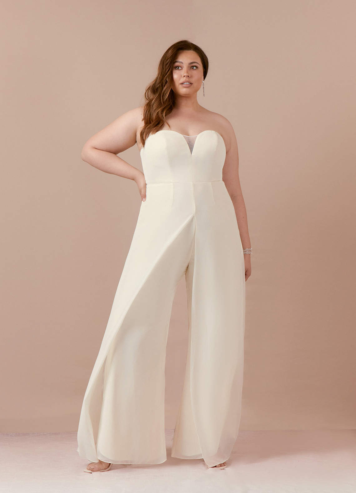 elyessen  Diamond White Pant Styles Strapless Chiffon Dress
