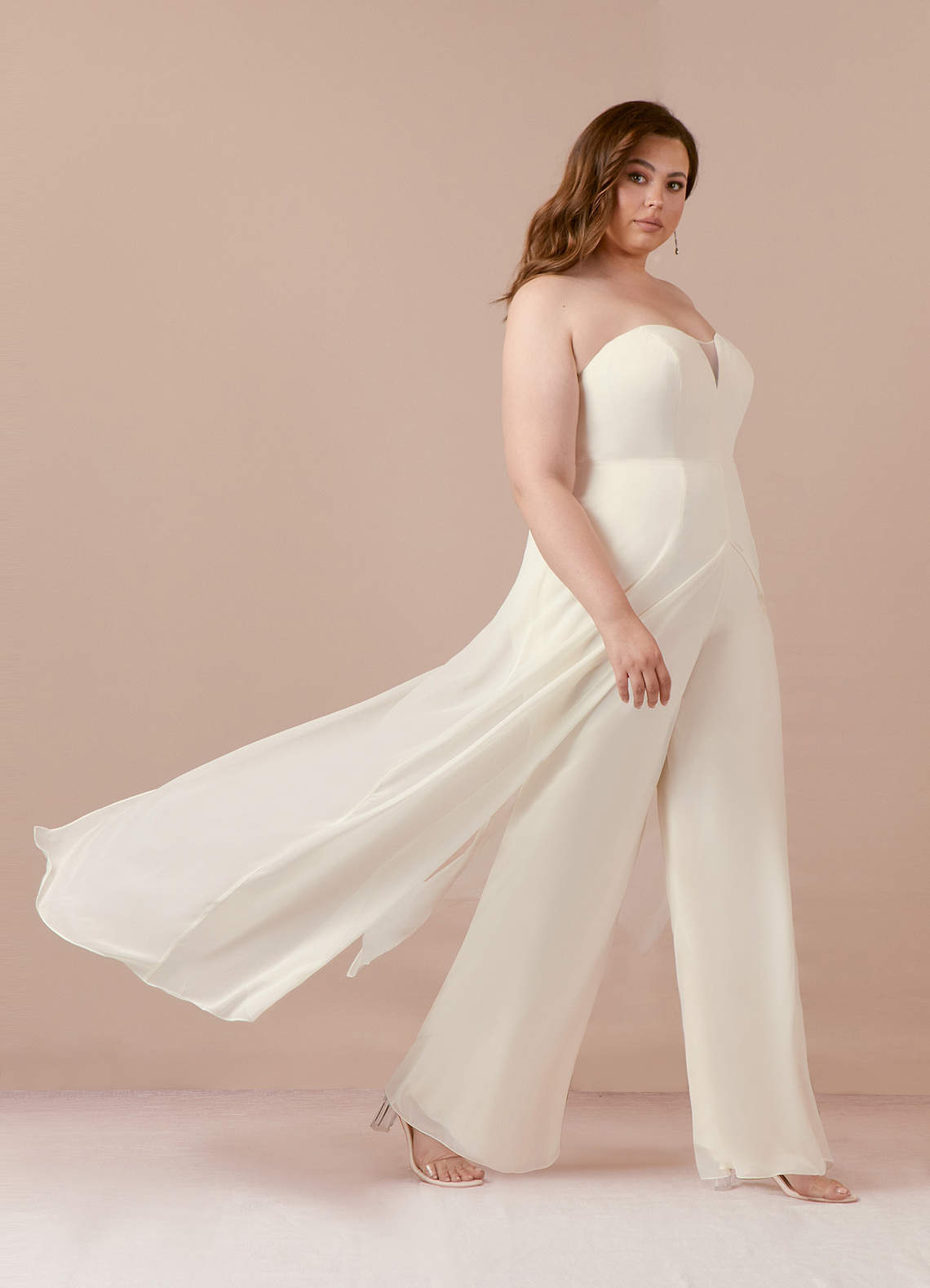 elyessen  Diamond White Pant Styles Strapless Chiffon Dress