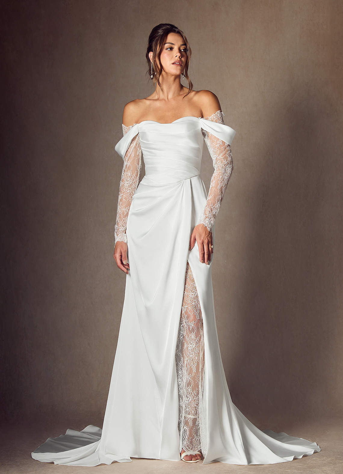 elyessen Alexa Stretch Diamond White A-Line Sweetheart Neckline Lace Dress