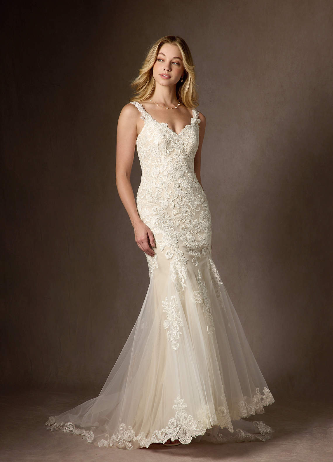 elyessen Diamond White Mermaid Sequins Tulle Dress