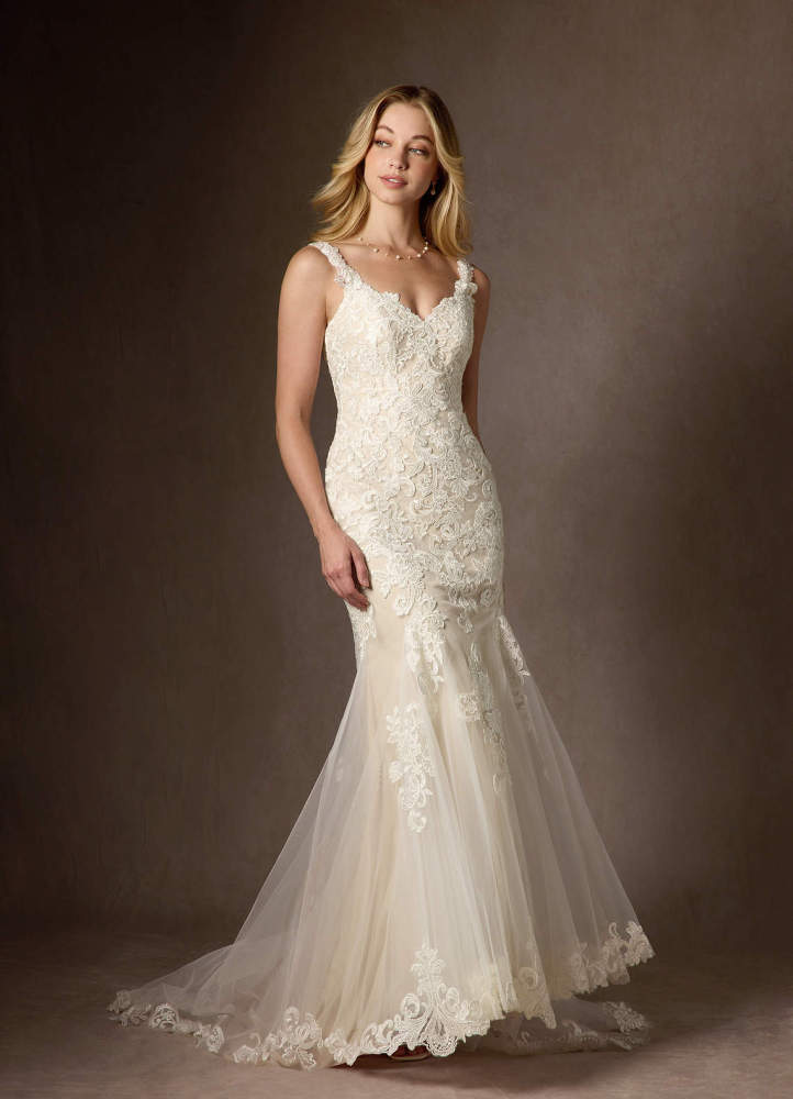 elyessen Diamond White Mermaid Sequins Tulle Dress