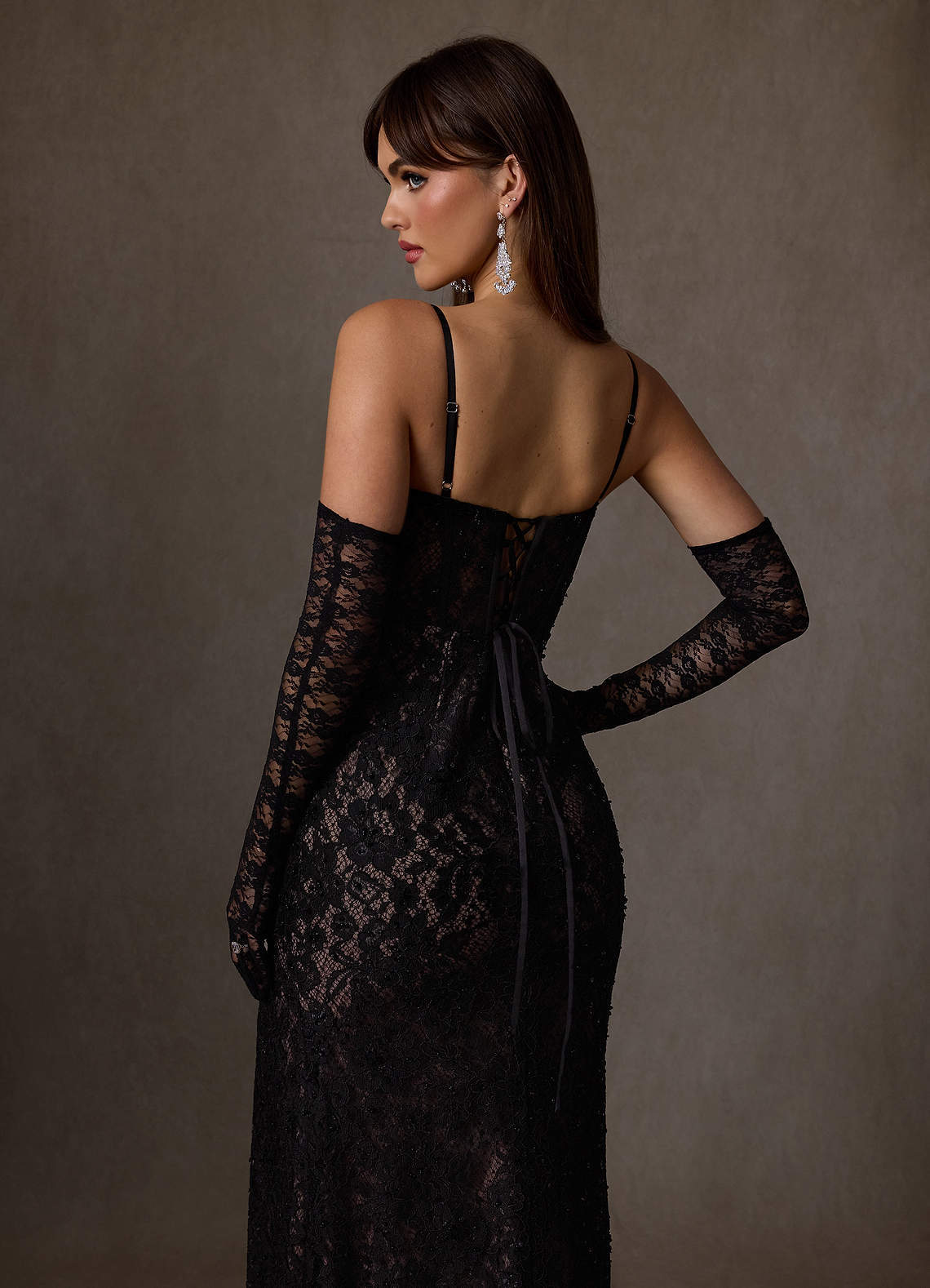 elyessen Jyotsna Stretch Diamond White A-Line Lace Dress