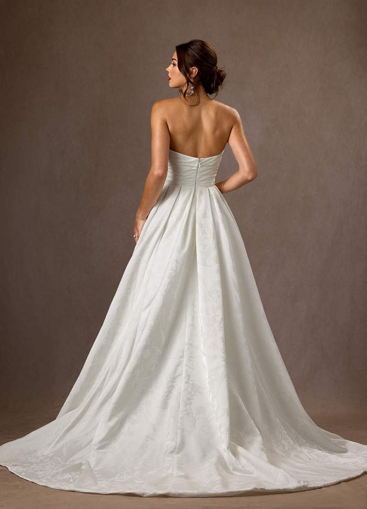 elyessen Daliah Diamond White A-Line Strapless Floral Jacquard Dress