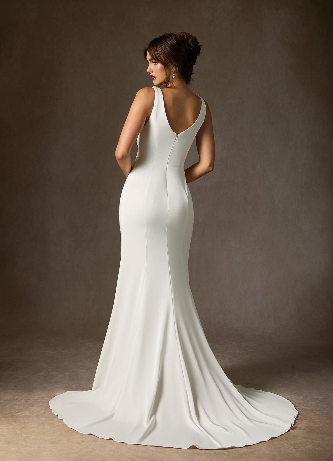 elyessen Daira Diamond White Mermaid Scoop Pleated Crepe Back Satin Dress