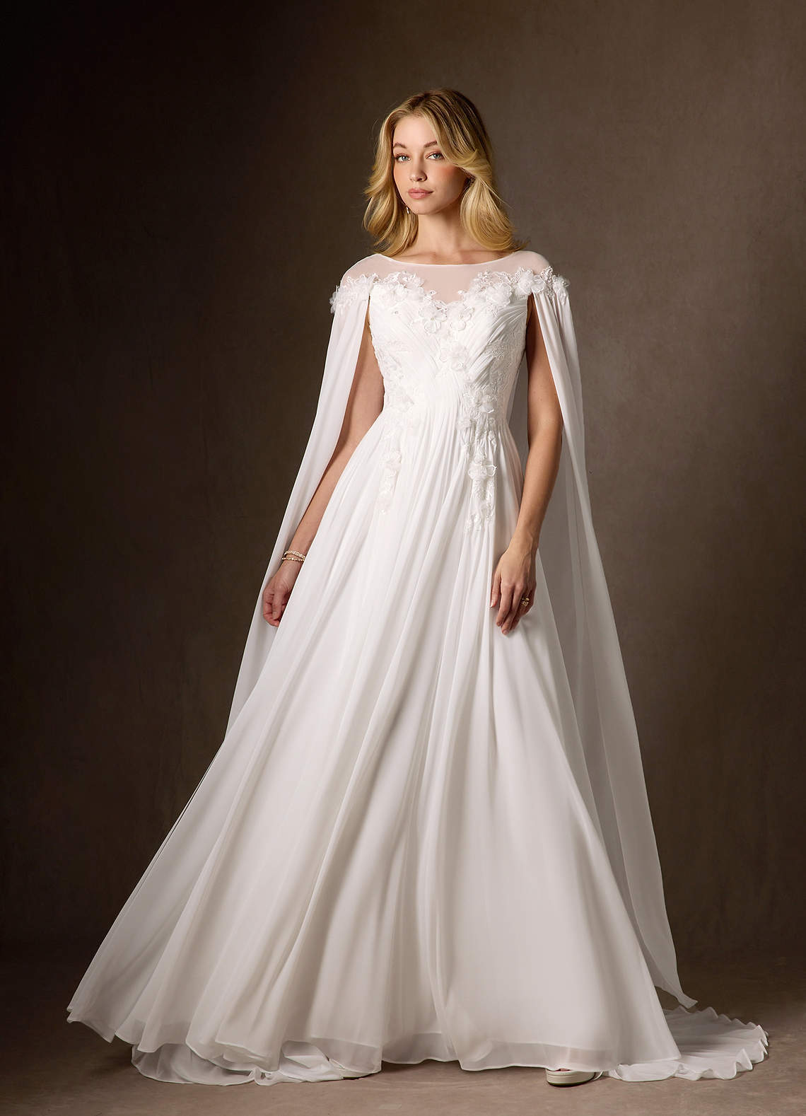elyessen Linnea Diamond White A-Line Scoop Chiffon Dress