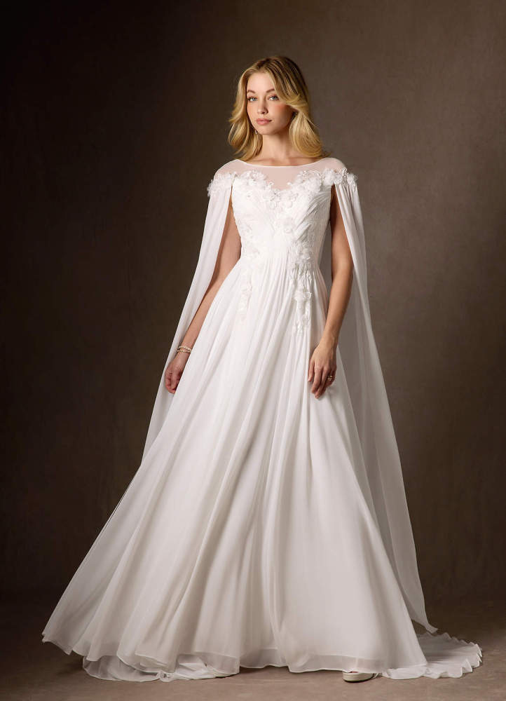 elyessen Linnea Diamond White A-Line Scoop Chiffon Dress