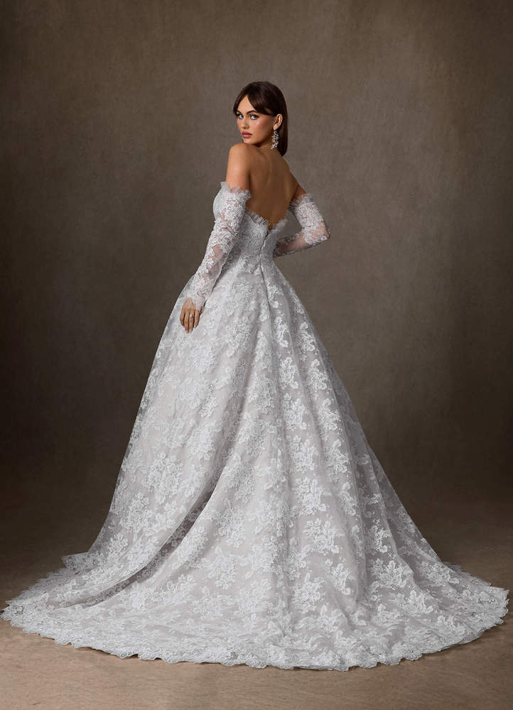 elyessen Hinata Two-Piece Diamond White Ball-Gown Strapless Lace Dress