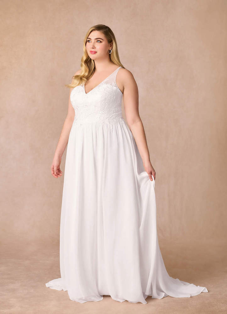elyessen Carmella Diamond White A-Line Sequins Chiffon Dress
