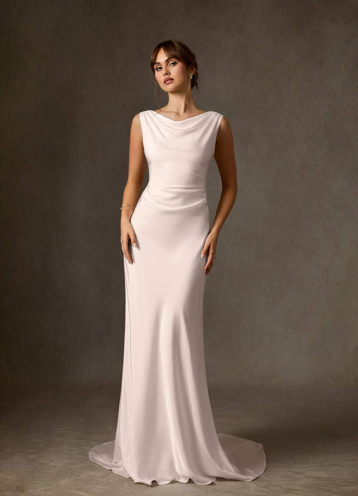 elyessen Kieryn Stretch Diamond White Fit and Flare Stretch Satin Dress