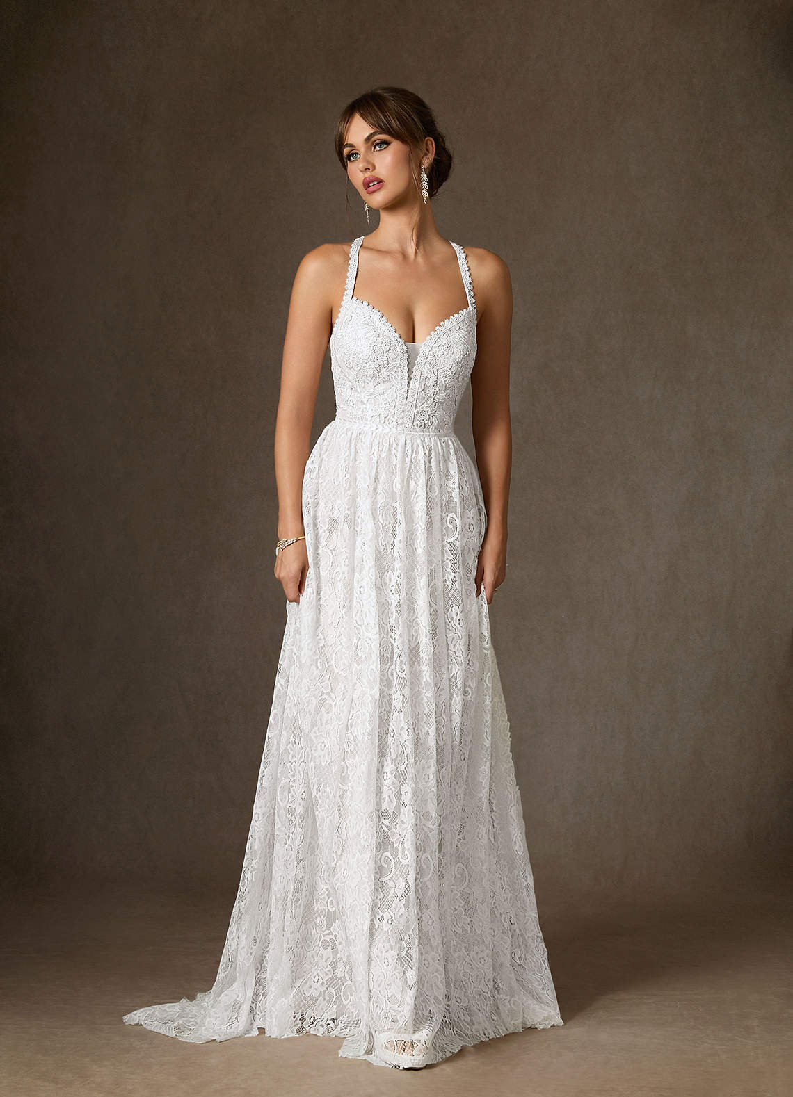 elyessen August Diamond White Champagne A-Line Lace Dress