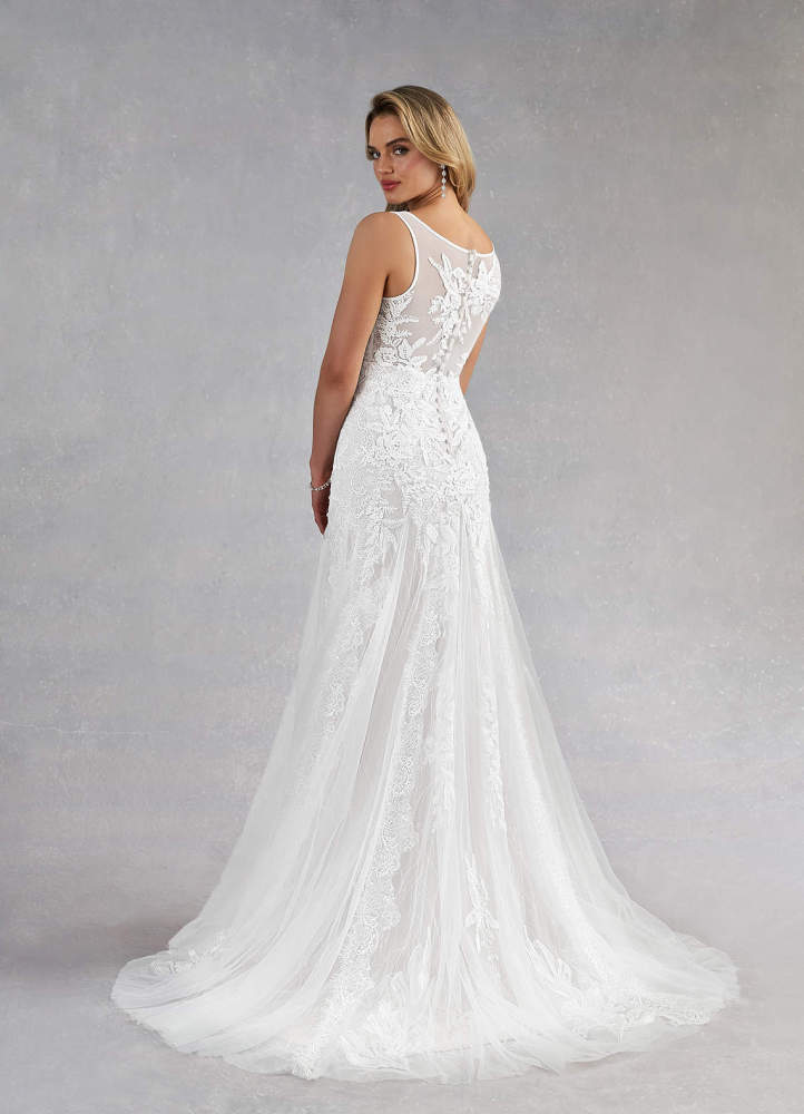 elyessen Konstantin Diamond White Champagne Mermaid Sequins Tulle Dress
