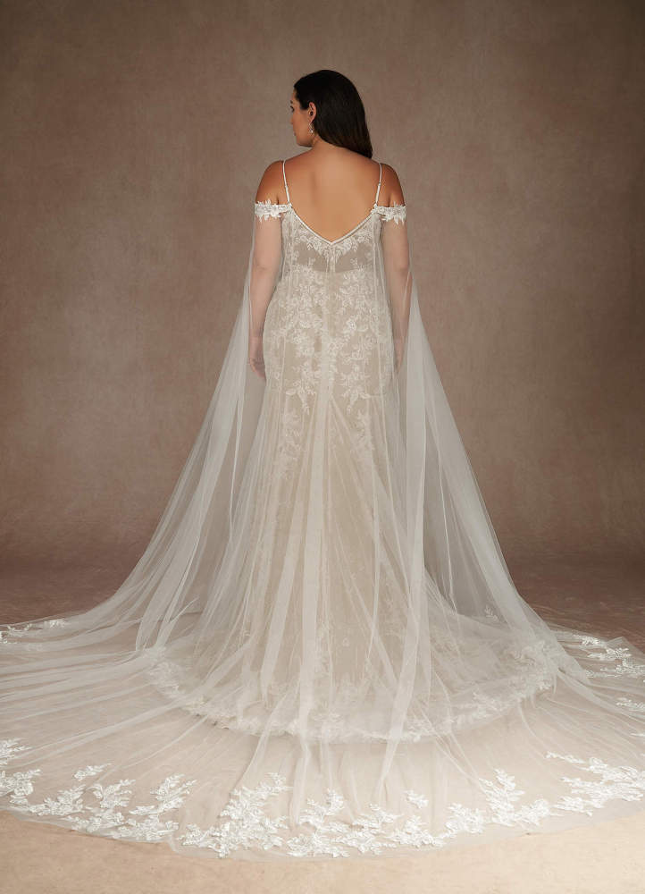 elyessen  Diamond White Mermaid V-Neck Sequins Tulle Dress