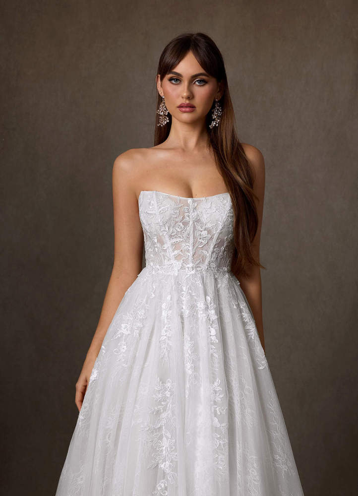 elyessen Elowyn Two-Piece Diamond White Ball-Gown Strapless Lace Dress