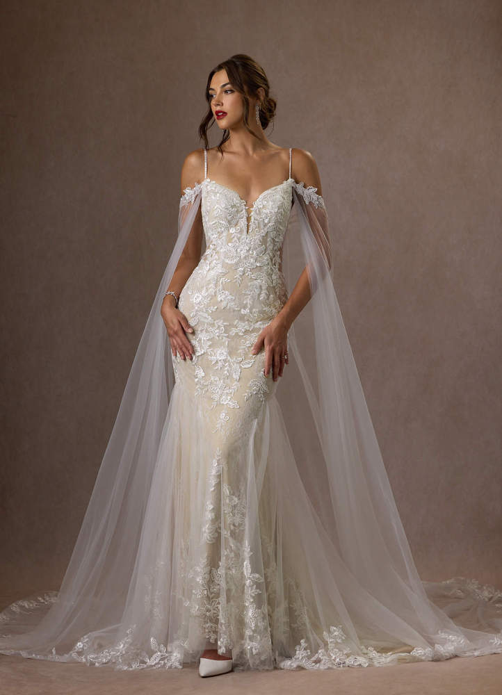 elyessen  Diamond White Mermaid V-Neck Sequins Tulle Dress