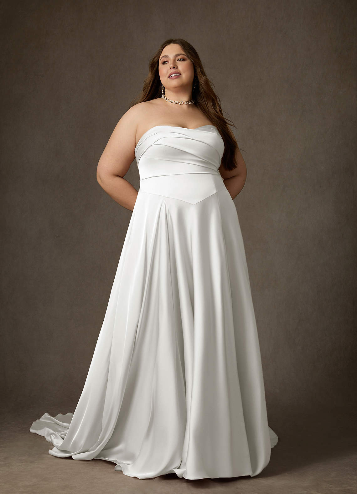 elyessen Alta Stretch Diamond White A-Line Strapless Stretch Satin Dress