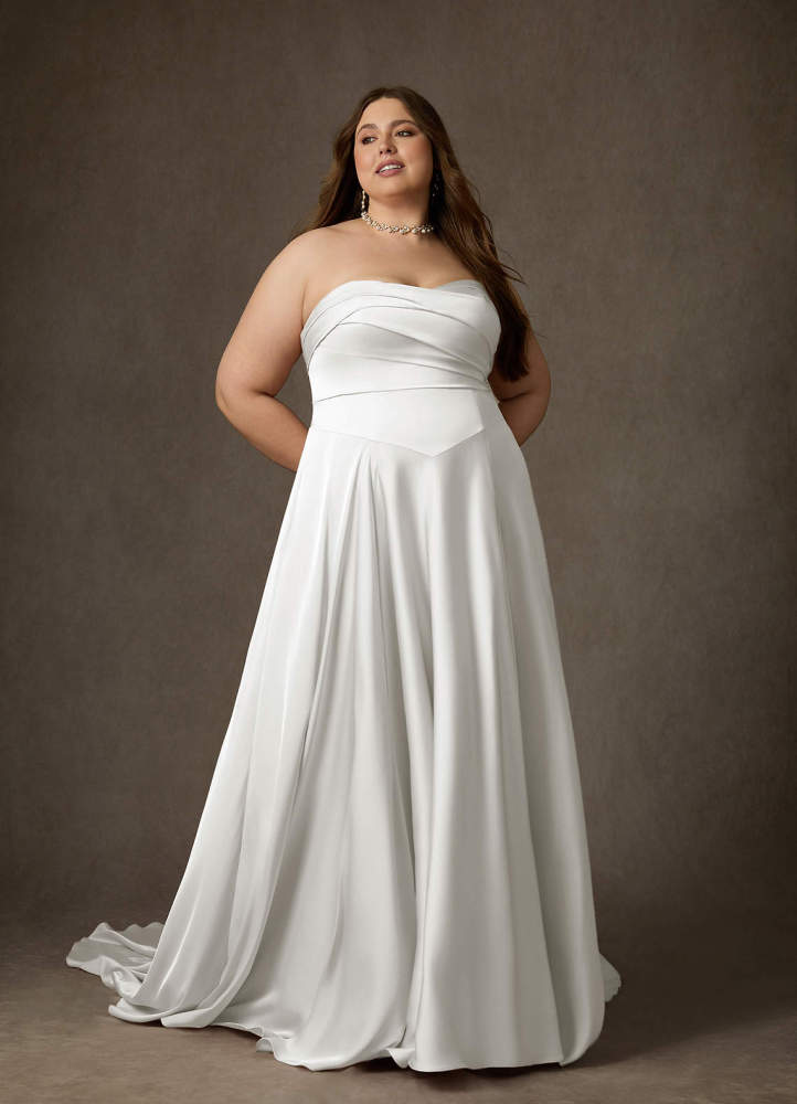 elyessen Alta Stretch Diamond White A-Line Strapless Stretch Satin Dress