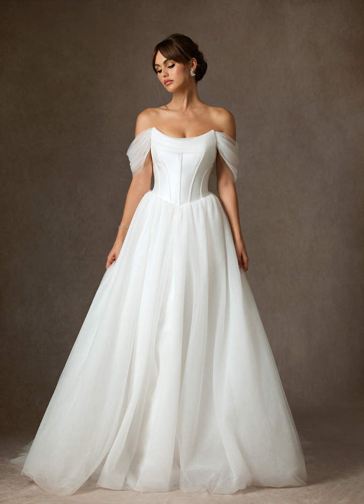 elyessen Adalyn Two-Piece Diamond White Ball-Gown Tulle Dress