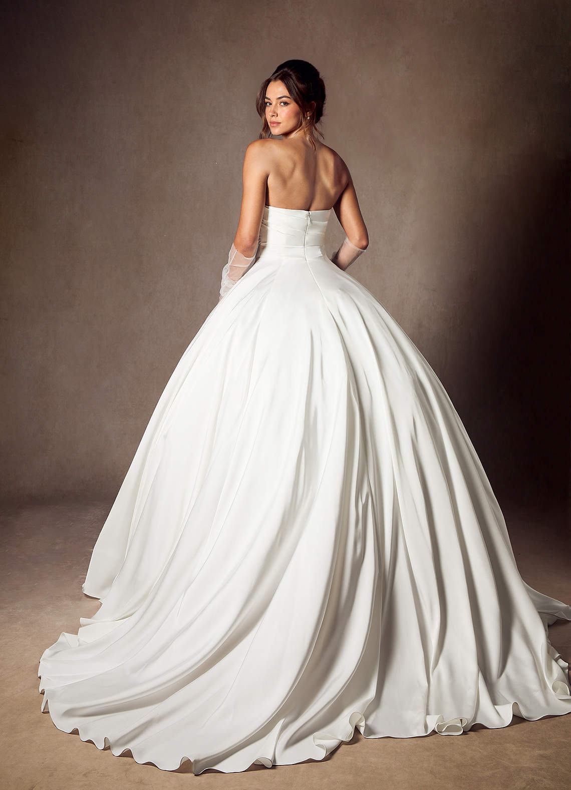 elyessen Alta Stretch Diamond White A-Line Strapless Stretch Satin Dress