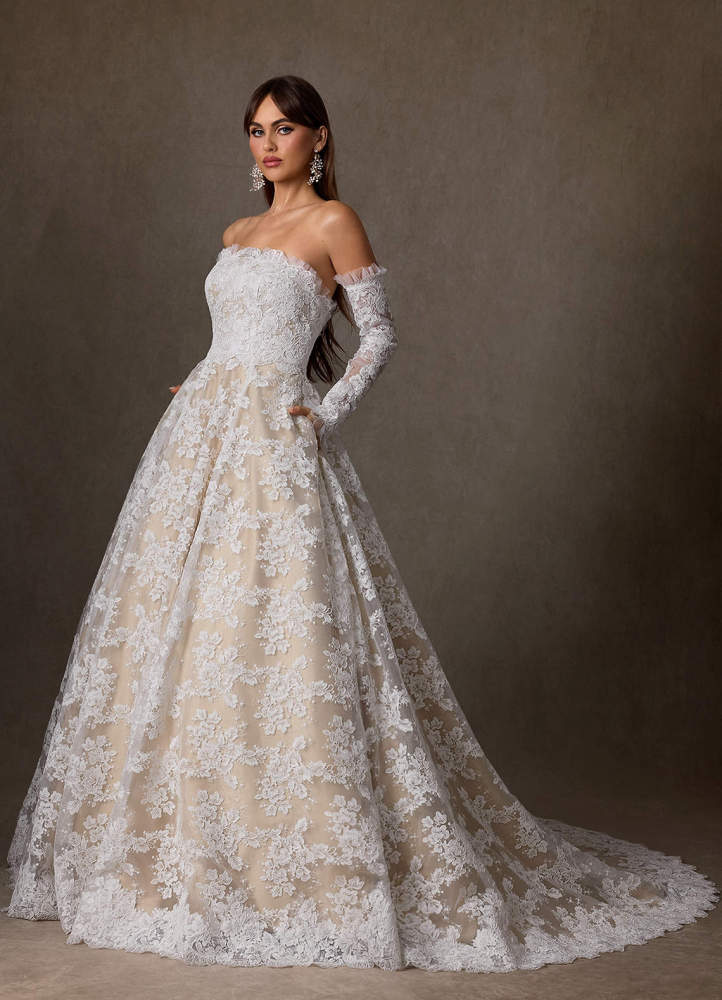 elyessen Hinata Two-Piece Diamond White Ball-Gown Strapless Lace Dress