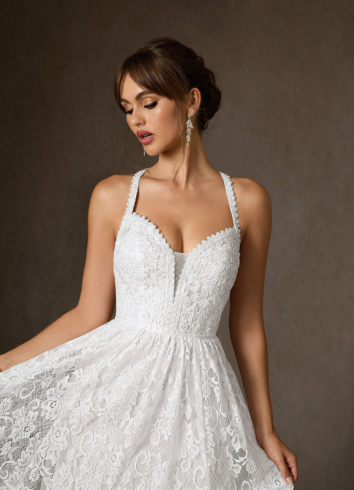 elyessen August Diamond White Champagne A-Line Lace Dress
