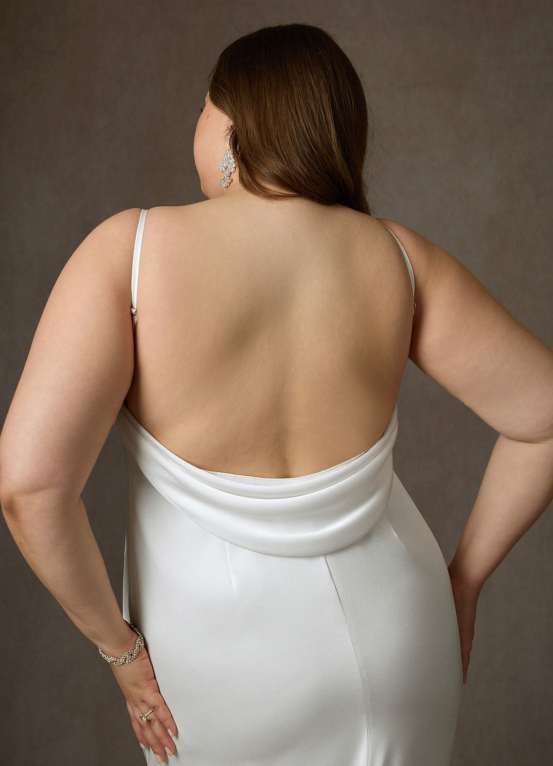 elyessen Eliora Stretch Diamond White Fit and Flare Stretch Satin Dress