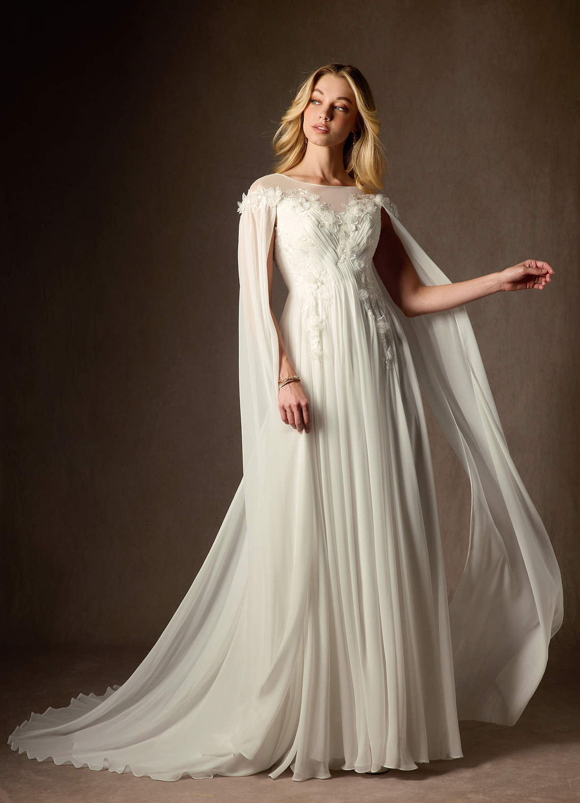 elyessen Diamond White A-Line Scoop Chiffon Dress