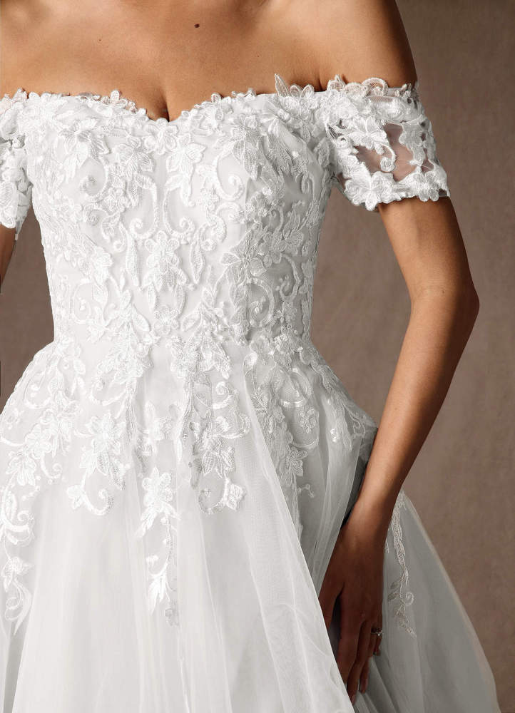 elyessen Rowe Diamond White Ball-Gown Off the Shoulder Tulle Dress