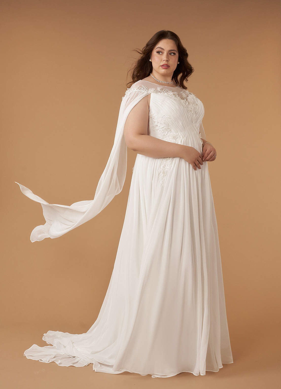 elyessen Linnea Diamond White A-Line Scoop Chiffon Dress